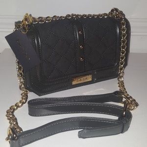 bebe Stephanie Quilted Studded faux suede Purse
